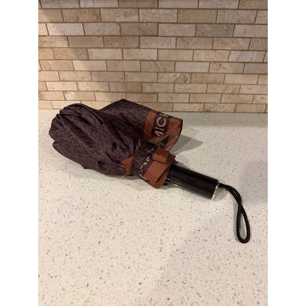 Michael Kors Travel Umbrella MK Signature Monogram Compact Folding